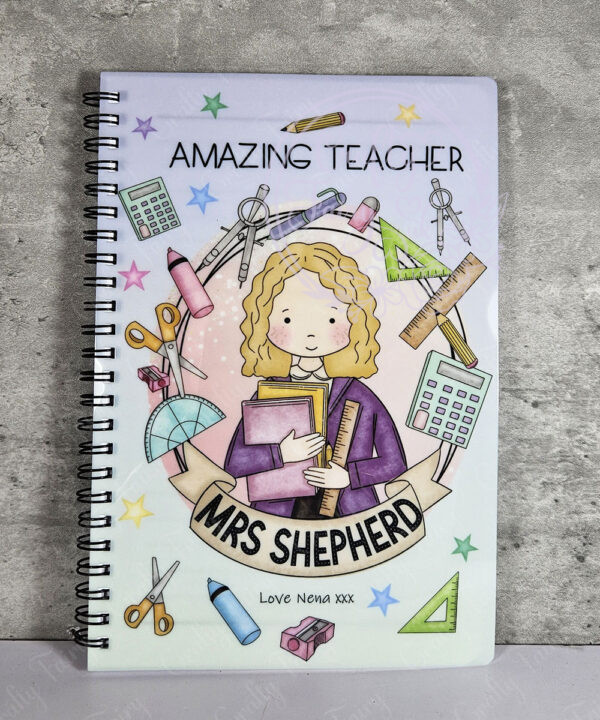 personalised doodle amazing female teacher ta lsa mentor thank you a5 notebook gift