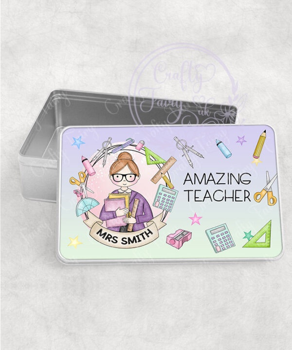 personalised doodle amazing teacher ta lsa mentor thank you medium tin