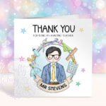 personalised doodle amazing male teacher ta lsa mentor thank you card