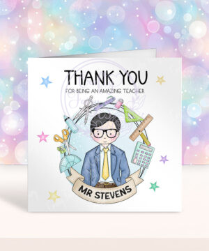 personalised doodle amazing male teacher ta lsa mentor thank you card