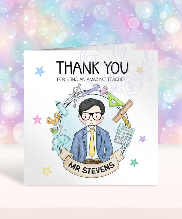 personalised doodle amazing male teacher ta lsa mentor thank you card