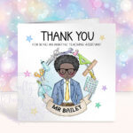 personalised doodle amazing male teacher ta lsa mentor thank you card