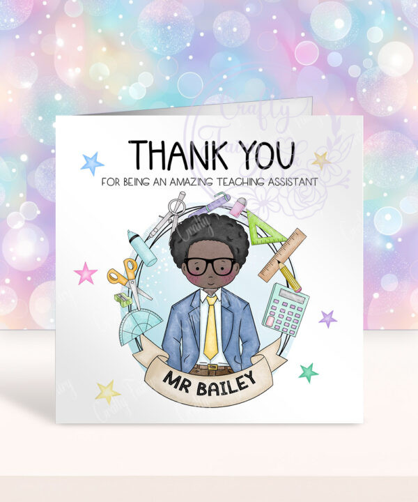 personalised doodle amazing male teacher ta lsa mentor thank you card