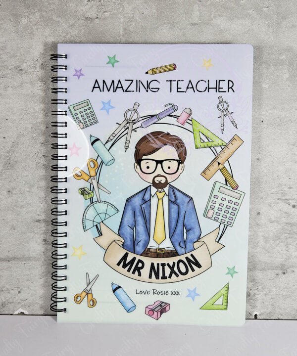 personalised doodle amazing male teacher ta lsa mentor thank you a5 notebook gift
