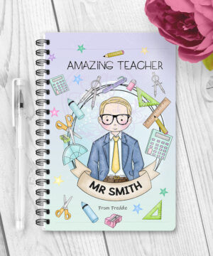 personalised doodle amazing male teacher ta lsa mentor thank you a5 notebook gift