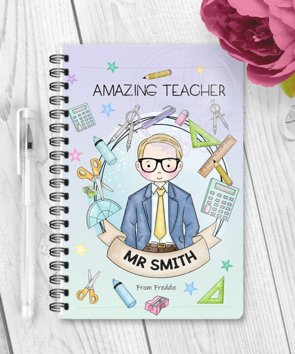 personalised doodle amazing male teacher ta lsa mentor thank you a5 notebook gift
