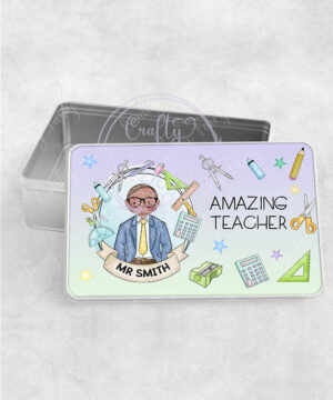 personalised doodle amazing male teacher ta lsa mentor thank you medium tin