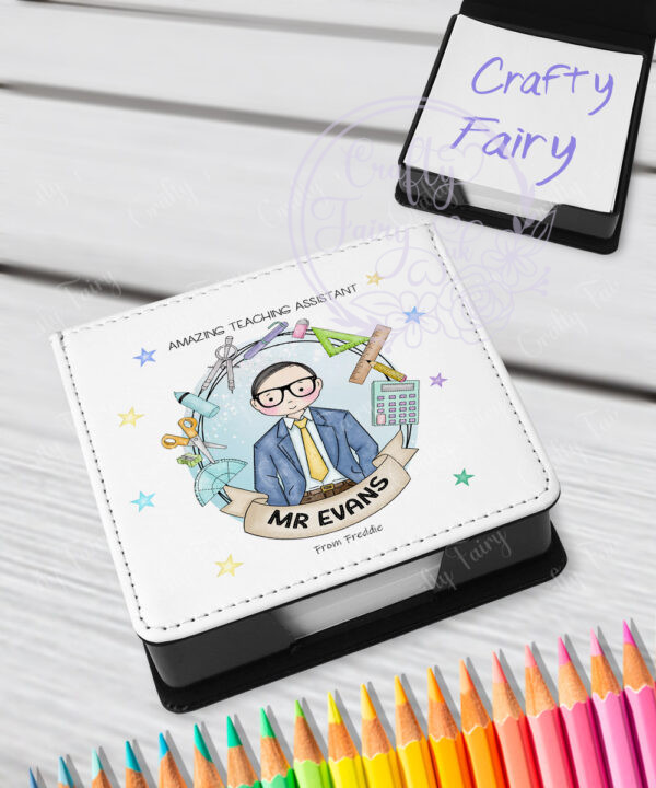 personalised doodle amazing male teacher ta lsa mentor thank you memo note holder