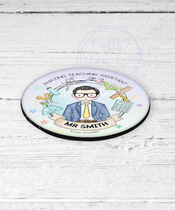 personalised doodle amazing male teacher ta lsa mentor thank you coaster gift