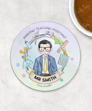 personalised doodle amazing male teacher ta lsa mentor thank you coaster gift