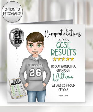 personalised congratulations on your gcse or a level results card for son/grandson