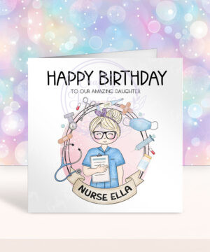 personalised doodle nurse happy birthday card
