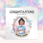 personalised doodle nurse congratulations new job card