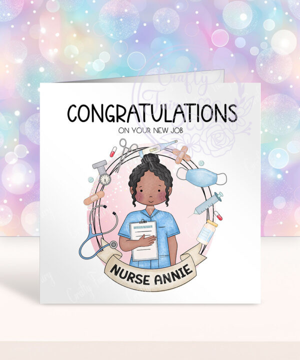personalised doodle nurse congratulations new job card