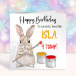 personalised woodland rabbit painting happy birthday card