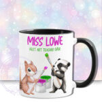 personalised woodland animals painting mug thank you gift