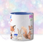 personalised woodland animals painting mug thank you gift