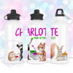 personalised woodland animals painting 600ml water bottle thank you gift
