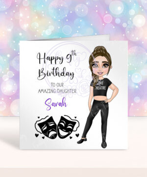 personalised teen tween musical theatre drama girl birthday card
