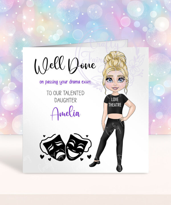 personalised teen tween musical theatre drama girl congratulations card