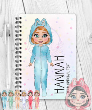 personalised magic monster onesie girl a5 notebook