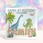 personalised dinosaurs 1st 2nd 3rd 4th 5th birthday card