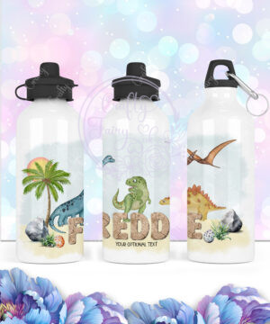 personalised dinosaurs and rock name straight water bottle