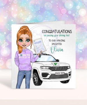 personalised on passing driving test card for daughter/granddaughter