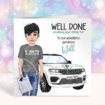 personalised well done on passing driving test card for son/grandson