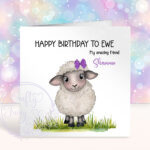 personalised sheep happy birthday to ewe card