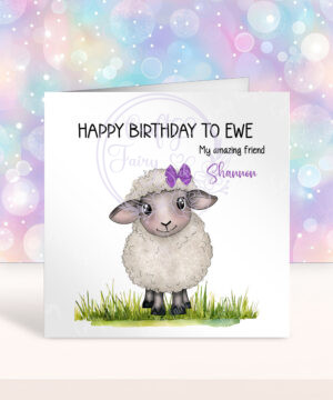 personalised sheep happy birthday to ewe card