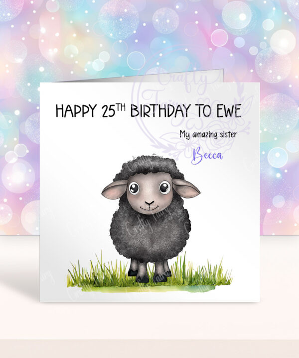 personalised black sheep happy birthday to ewe card