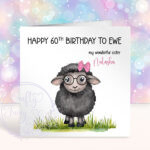 personalised black sheep happy birthday to ewe card