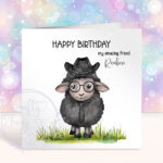 personalised black sheep happy birthday to ewe card