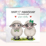 personalised sheep happy anniversary greeting card