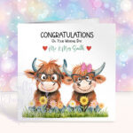 personalised highland cows congratulations on your wedding day card