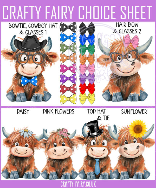 personalised highland cows family portrait scene printed a5 or a4 image