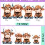 personalised highland cows family portrait scene printed a5 or a4 image
