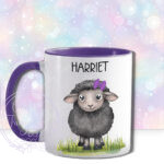 personalised cute black sheep with accessories mug
