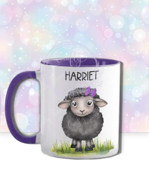 personalised cute black sheep with accessories mug