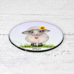 personalised cute sheep with accessories coaster gift