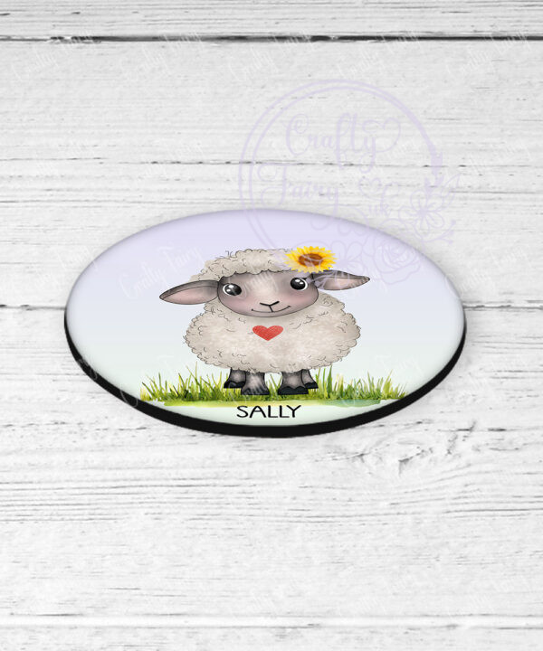 personalised cute sheep with accessories coaster gift