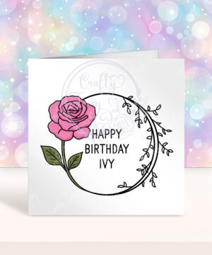 personalised june birth flower pink rose greetings card