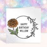 personalised november birth flower orange chrysanthemum greetings card