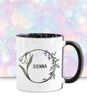 personalised january birth flower snowdrop mug gift