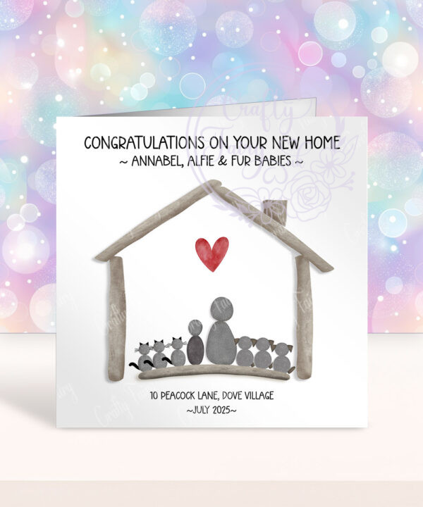 personalised new home pebble family congratulations greetings card