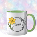 personalised march birth flower daffodil mug gift