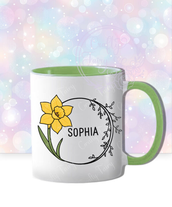 personalised march birth flower daffodil mug gift