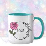 personalised june birth flower pink rose mug gift