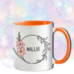 personalised august birth flower orange gladiolus mug gift